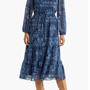 Julia Jordan Tiered Long Sleeve Drawstring Waist Dress